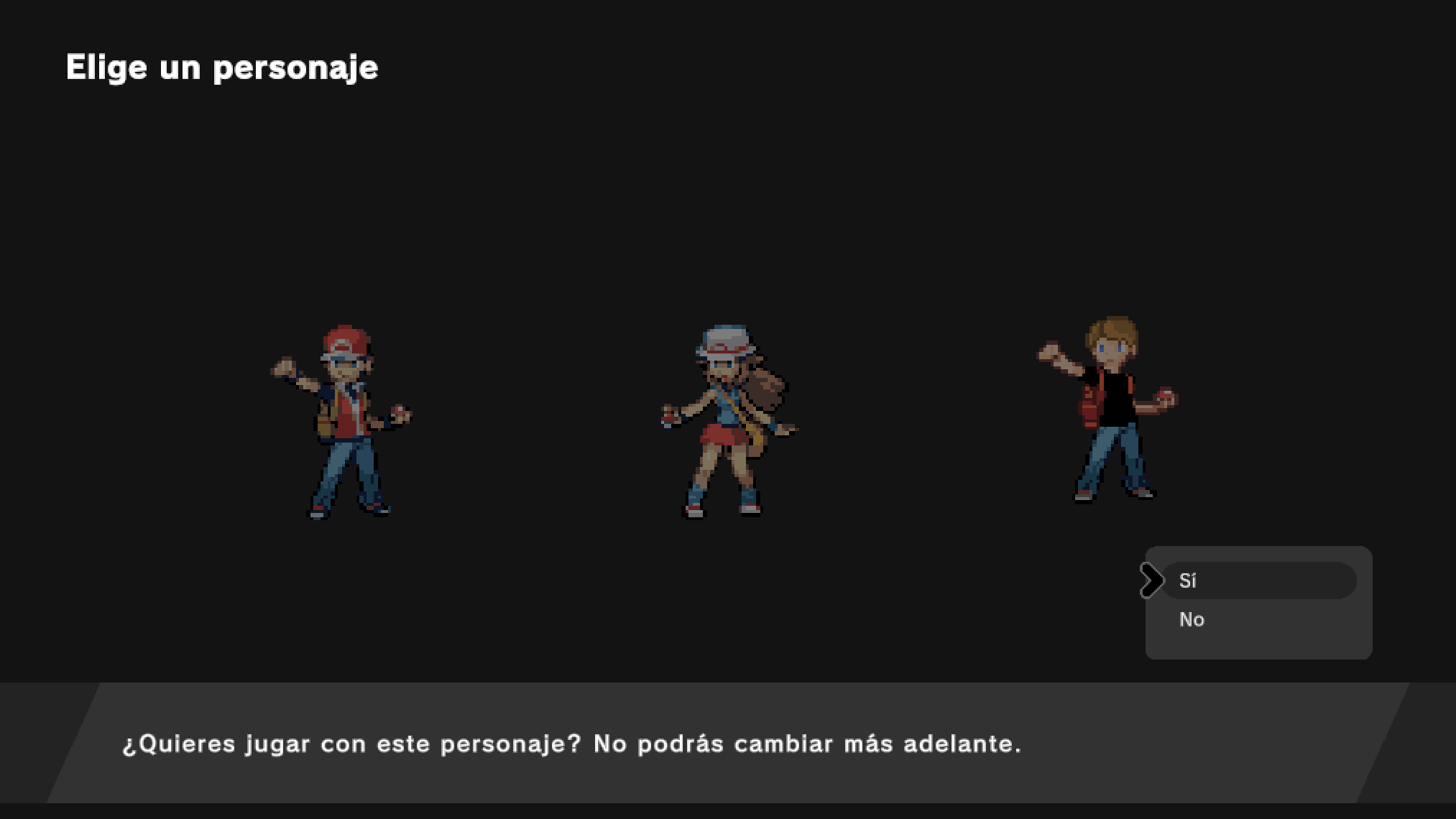 Confirmation dialog warning the character choice is permanent