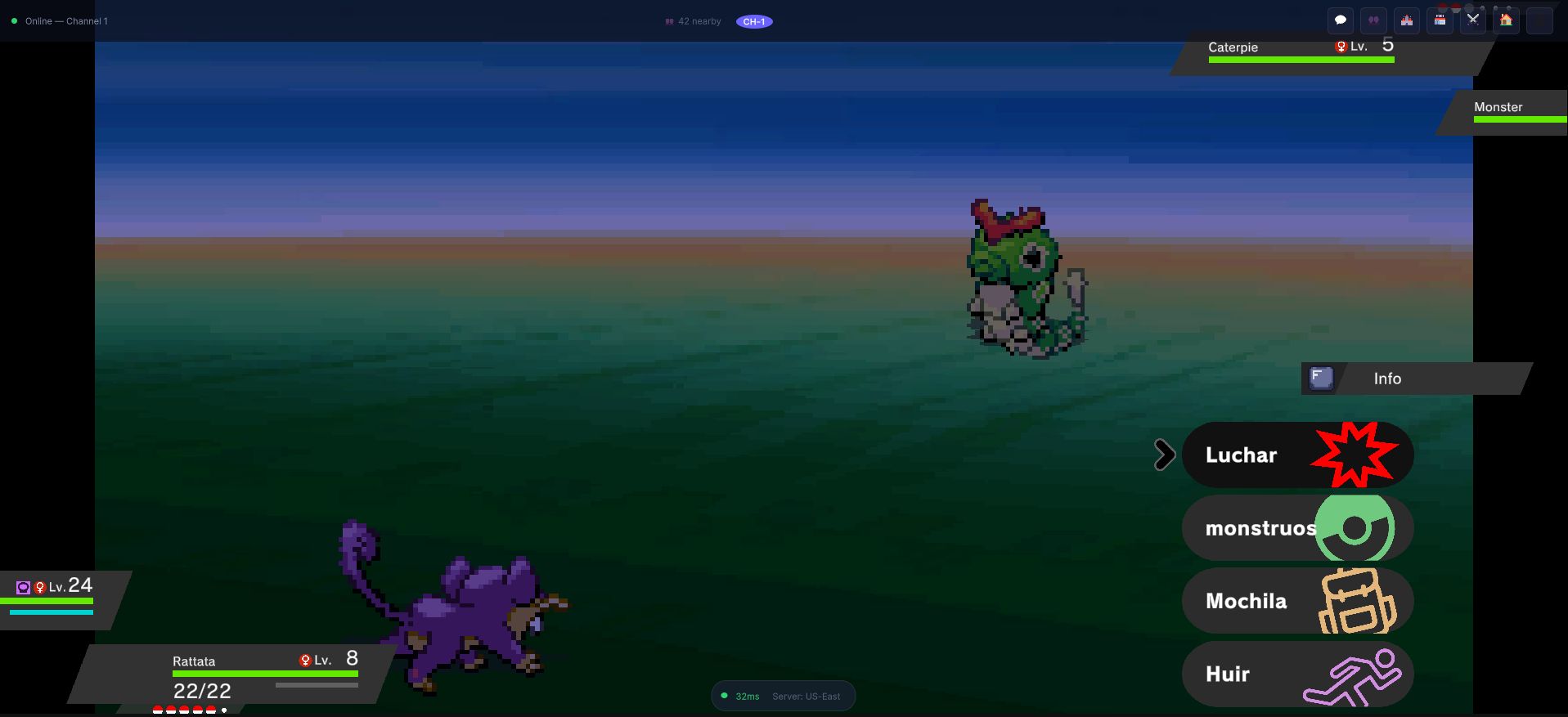 A wild battle running against the server
