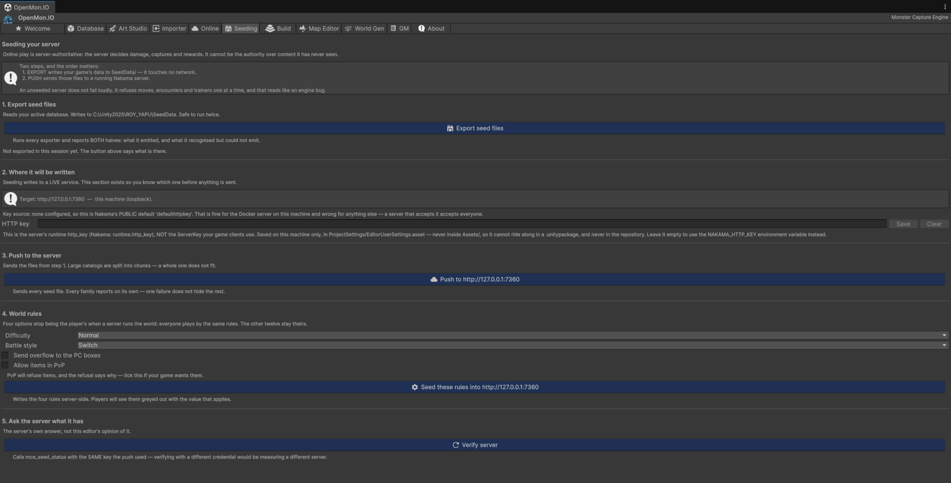 The Seeding tab of the OpenMon Hub